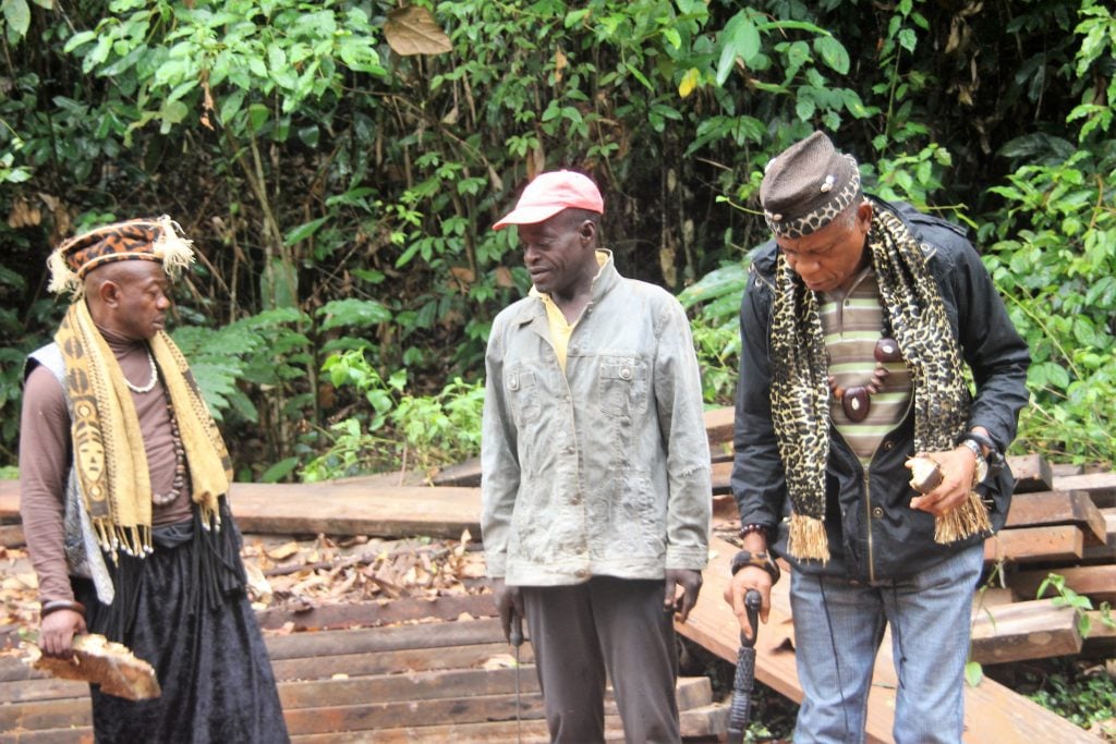 RECTRAD delegation at Endoum where wood has been abandoned Phot credit/Eugene Ndi