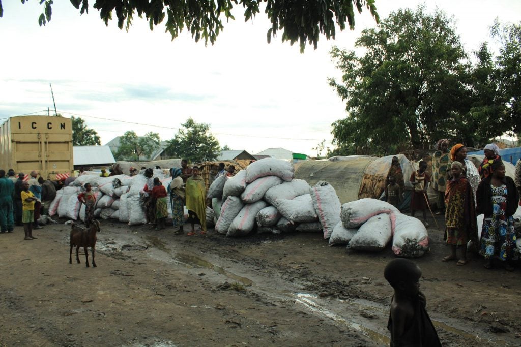 Des sacs des braises en provenance du PNVi saisis par l'ICCN et distribués aux vulnérables dans le Rutshuru. Photo/InfoCongo