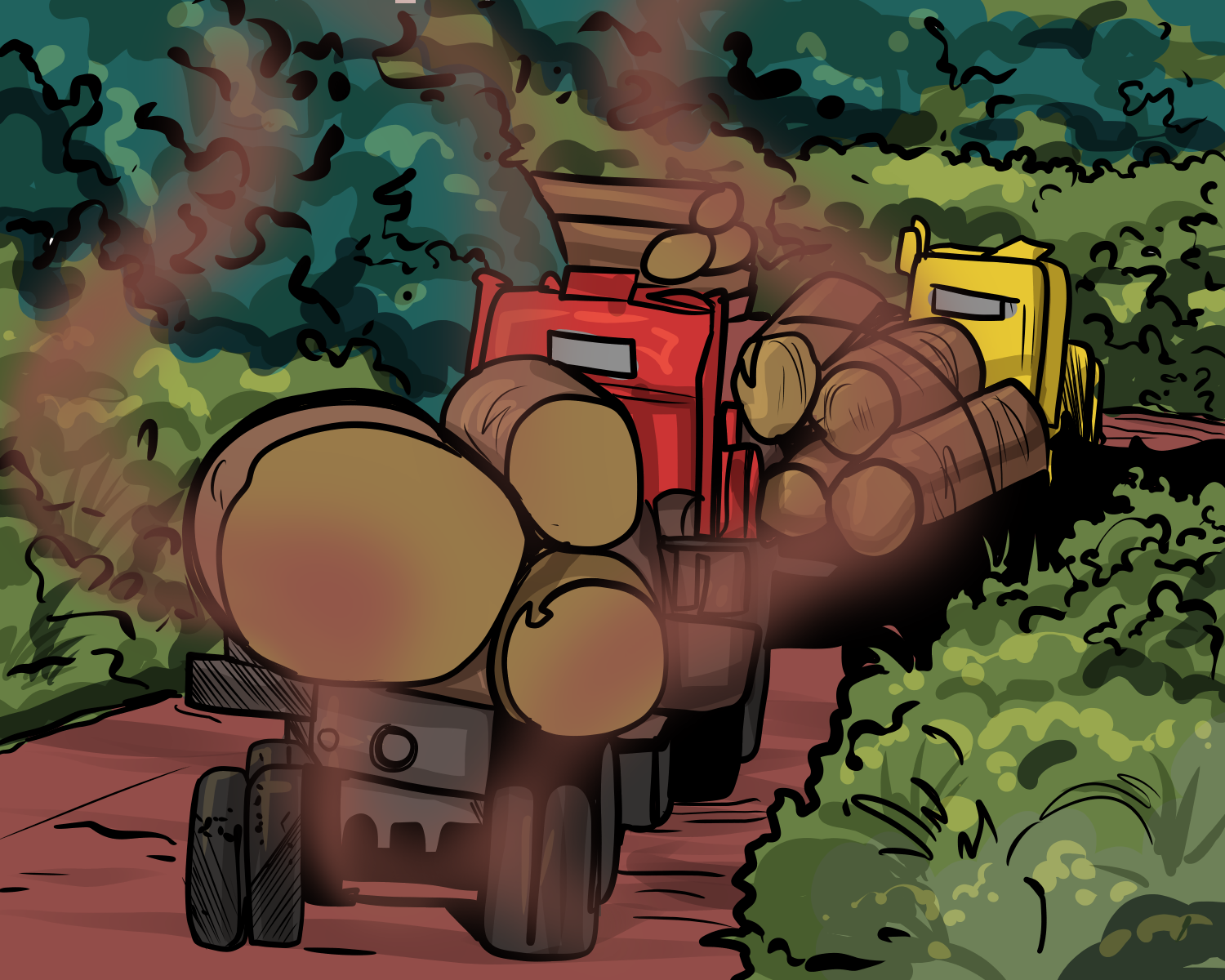 Illegal logs transportation. Illustration by infoCongo